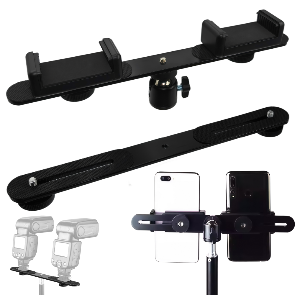 Photography Video Lighting Kit With Adjustable Tripod Stand - Soporte de montaje para flash doble
