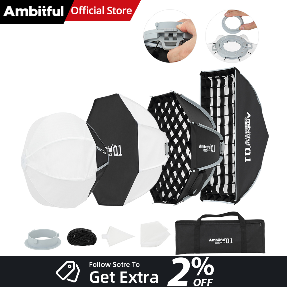 Beauty Dish 55Cm - AMBITFUL Q1 Mini Softbox Octagonal de