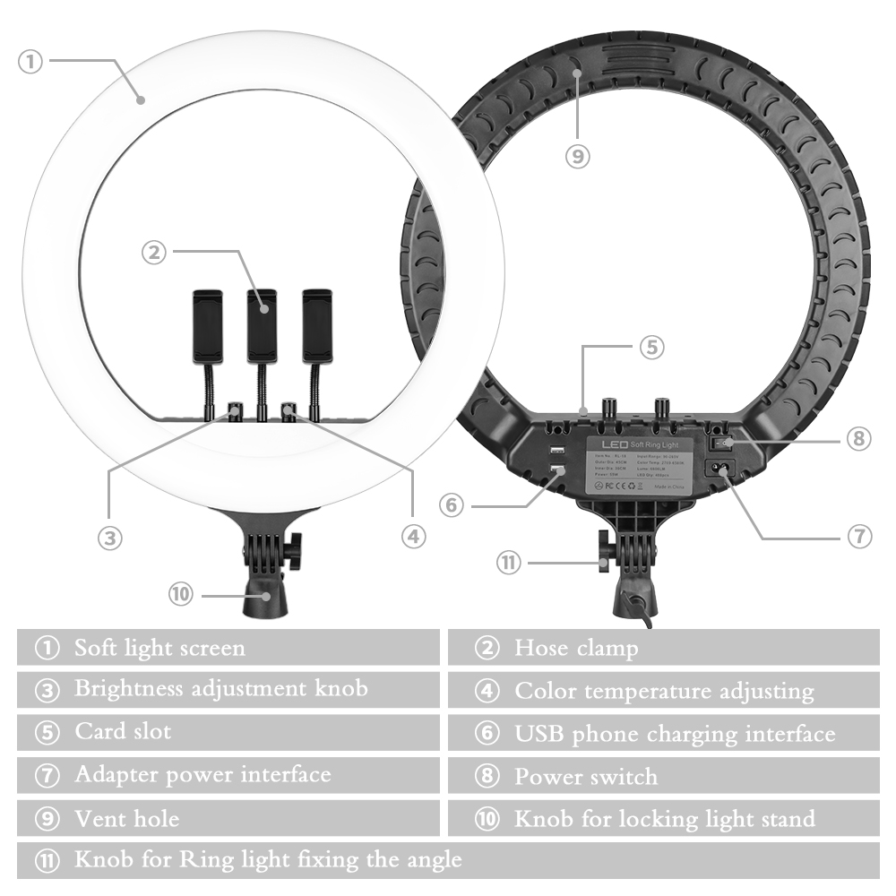 Aro de luz LED SH de 18 pulgad - Photography Lighting Continuous reseña y precio
