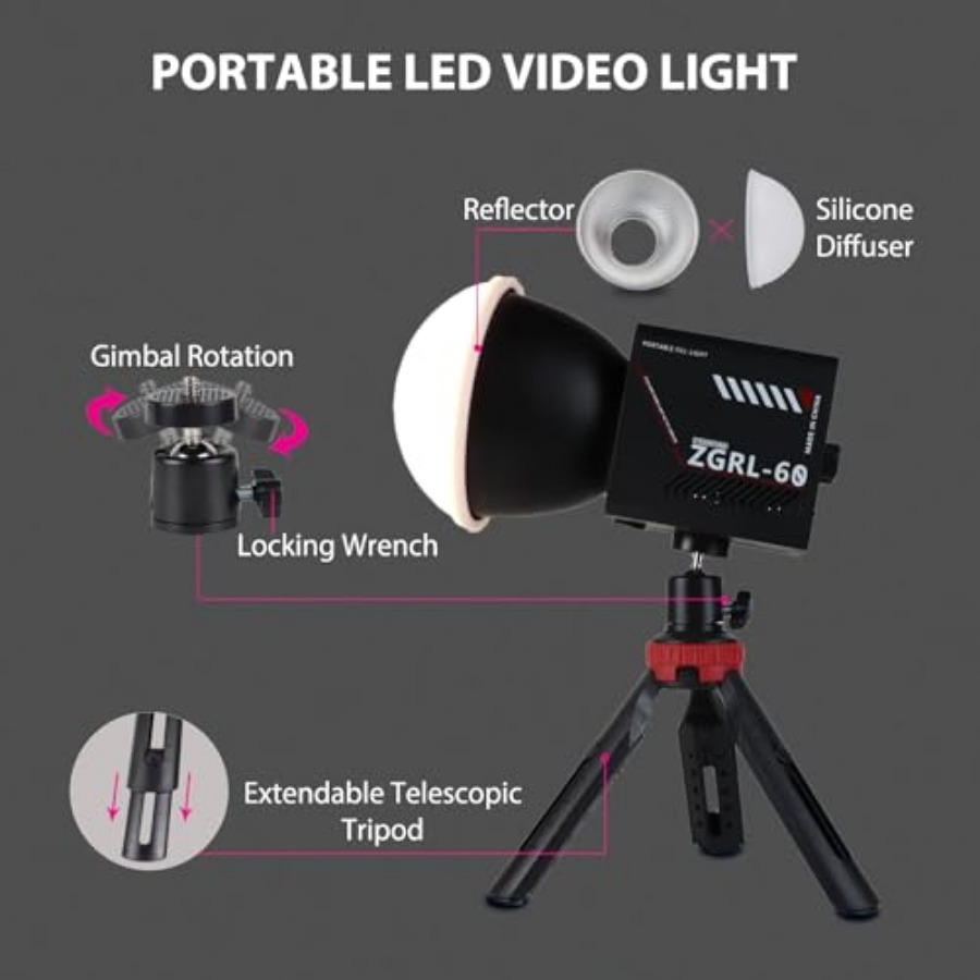 Luz de Video LED COB de 60W, P - Photography Lighting Spotlight reseña y precio